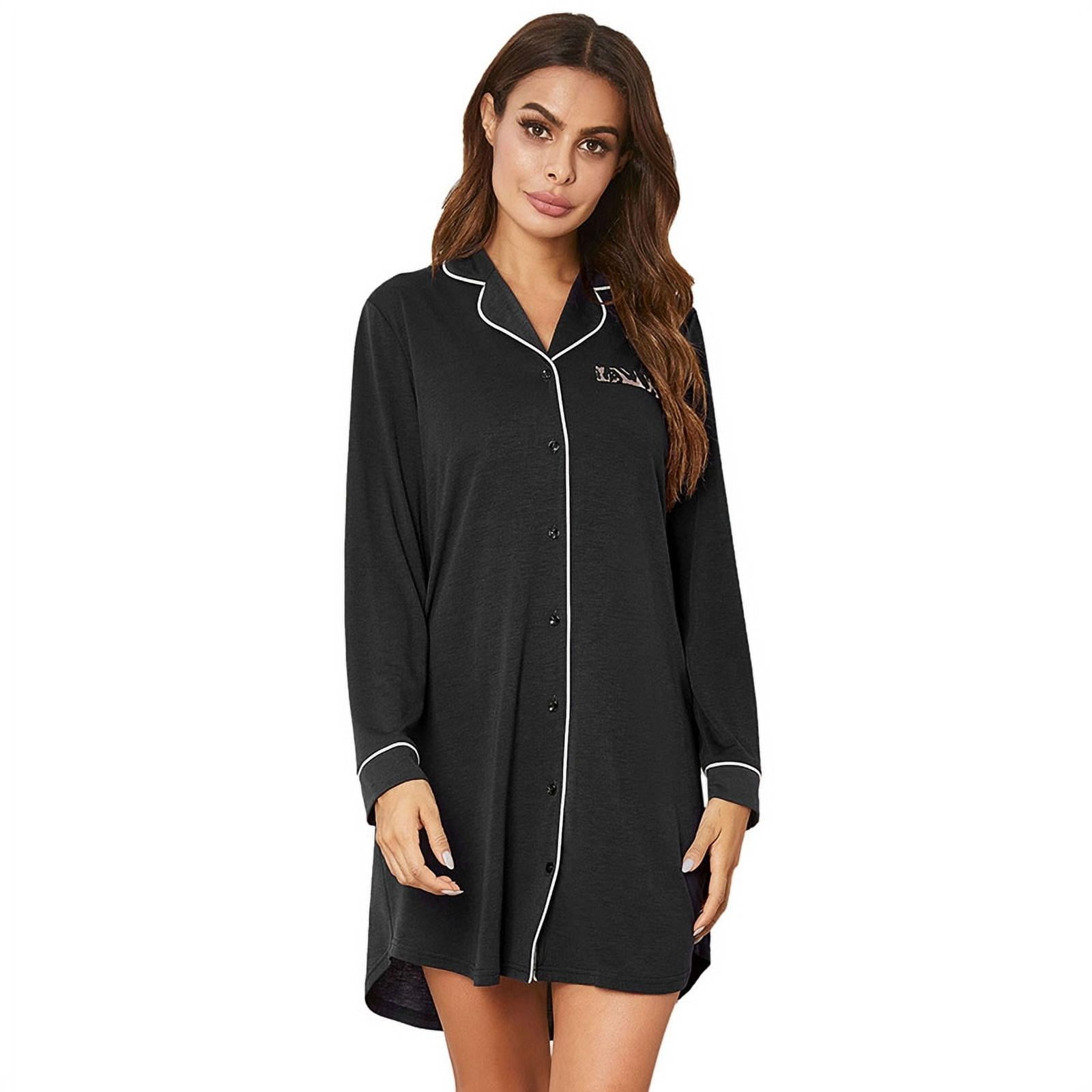 Women Nightgown Button Down Nightshirt 