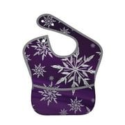 Bingfone Mess-Proof Baby Bib - Waterproof Bib For Baby Boy Or Girl With Food Catcher Pocket, Unisex-Snowflake Gradient Purple