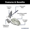 thumbnail image 4 of Lewmar PGX Galvanized Fluke Anchor Kit 8 lbs., for Boats up to 24', Includes Anchor, 5' of 1/4" G4 Chain, 125' of 1/2" 3-Strand rode - 2020222277, 4 of 8