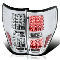 Spec-D Tuning Chrome Housing Clear Lens LED Tail Lights Compatible with 2009-2014 Ford F-150, Left   Right Pair Assembly