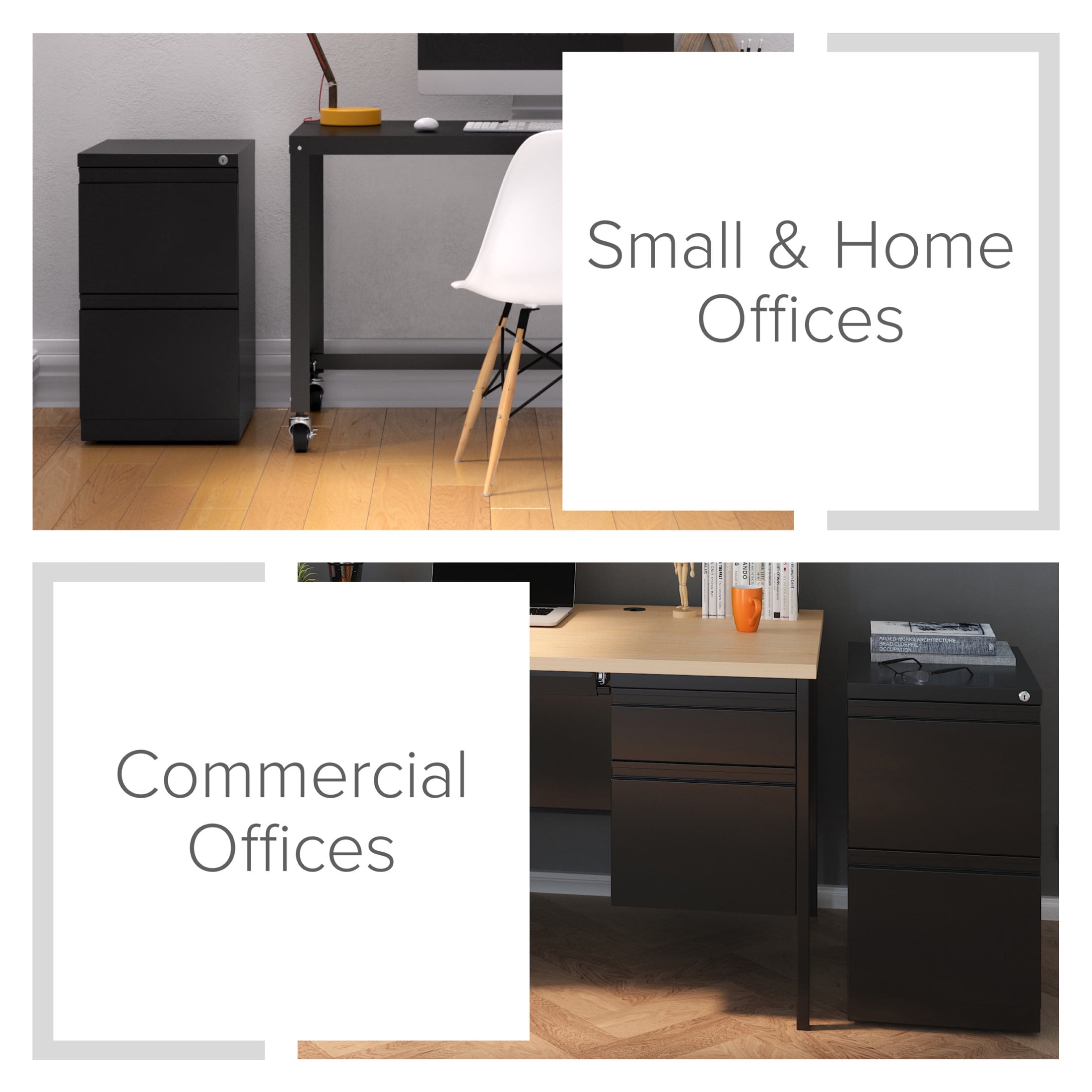 Hirsh Pro 20" Deep Mobile Pedestal File Cabinet 2 Drawer File-File, Letter Width, Black