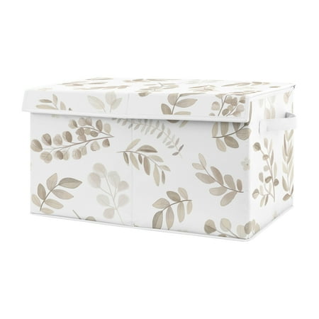 UPC: 0846480084495 | Botanical Taupe Floral Leaf Storage Fabric Toy Box by Sweet Jojo Designs