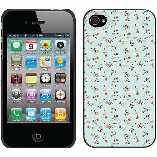 Floral Print On Powder Blue Design on Apple iPhone 4/4s Thinshield Snap ...