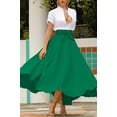 thumbnail image 2 of sicmoss Women's Green High Waisted Bohemian Maxi Skirt, Side Slit Flowy with Pockets, 2 of 8
