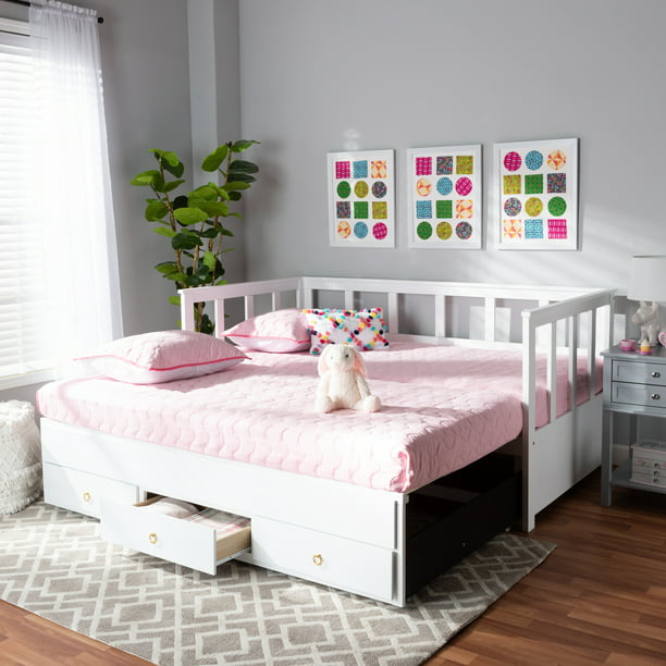 Baxton Studio Kendra Modern And, Trundle Bed That Converts To King