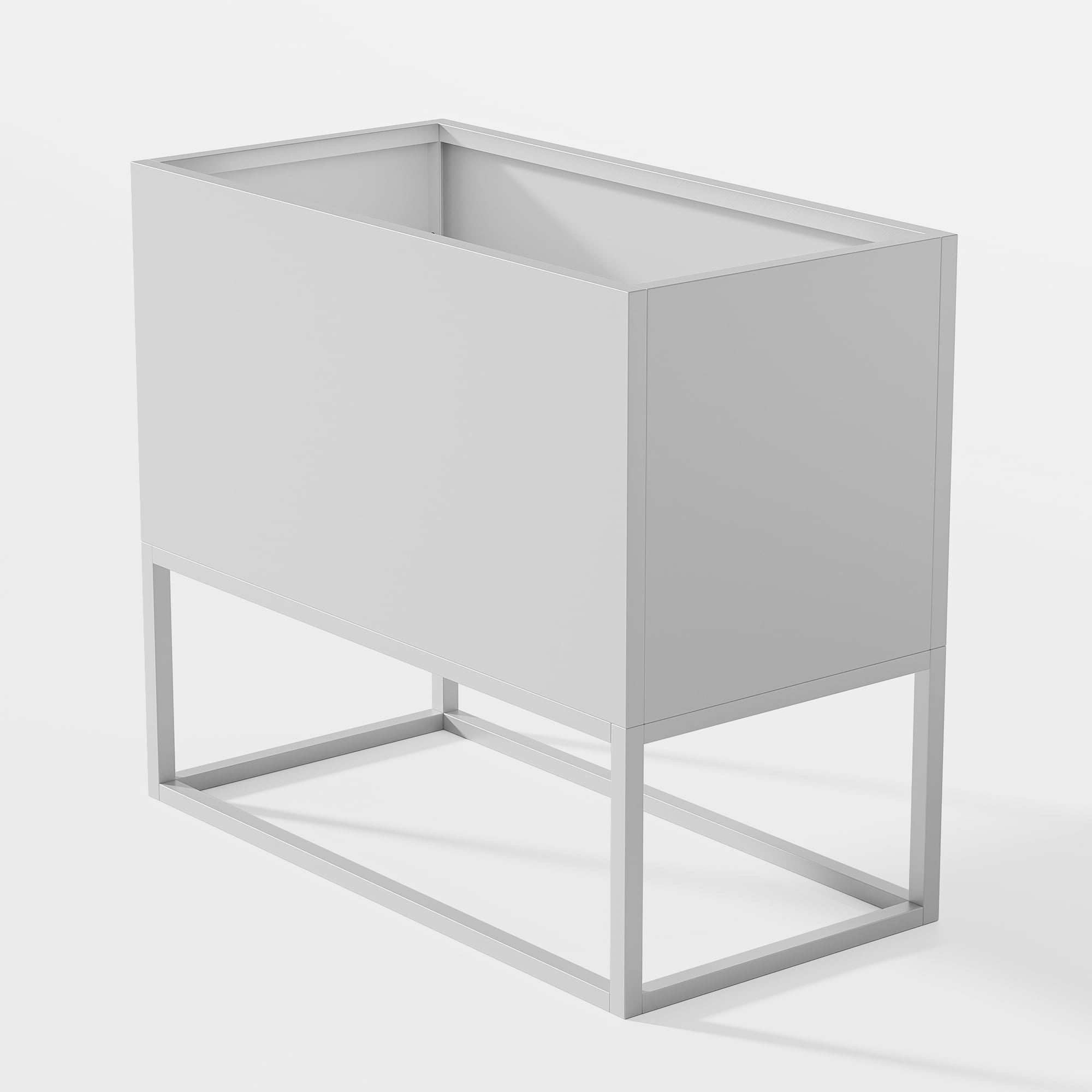 MAYEERTY 36*18"Large Metal Planter with Shelves & Drainage Holes for Tall Plants & High-Traffic Areas, White
