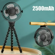 Baby Stroller Fan,2500mAh Oscillating Mini Portable Fan with Light,3 Speeds Battery Operated Small Handheld Desk Fan,360° Rotate Flexible Tripod Clip On Fan for Car Seat Crib Travel,by Lezzyruck