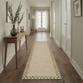 thumbnail image 4 of 5x7 Washable Rug, Non Slip Backing Low Pile Area Rugs for Living Room Bedroom, Light Weight Print Pattern Floor Rug with Checkered Border, Oat Beige, 4 of 4
