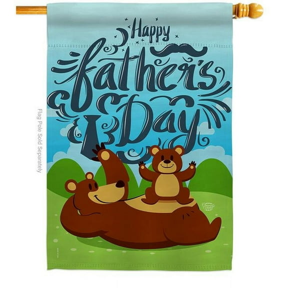 Ornament Collection H192065-BO Beary Happy Fathers Day Family Father 28 x 40 in. Double-Sided Decorative Vertical House Flags for Decoration Banner Garden Yard Gift