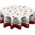 thumbnail image 1 of Christmas Tree Round Table Cloth - Winter Snowflakes Tablecloth 60 Inch Xmas Trees Snow Table Covers for Kitchen Party Dinner Tabletop Decoration, 1 of 5