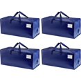 thumbnail image 1 of 4 Pack Heavy-Duty Moving Bags W/Backpack Straps, Strong Handles & Zips, Clothes Storage, Packing, Reusable (Blue, 4 Pack), 1 of 5