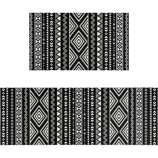 Black and White Kitchen Rugs Sets of 2 Boho Black Kitchen Rug Mat