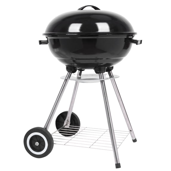 18'' Outdoor Charcoal Grill with 2 wheels, Portable BBQ Charcoal Grill with Bottom Shelf, BBQ Charcoal Grill w/ Metal Grate, Cooking Grate for Steak Chicken, S9443