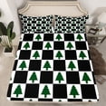 thumbnail image 2 of Feelyou Cartoon Xmas Tree Twin Sheet Sets for Kid, Merry Christmas Twin Fitted Sheet, Black White Plaid Buffalo Flat Sheet, Super Cozy Room Decor, 3-Piece, 2 of 7
