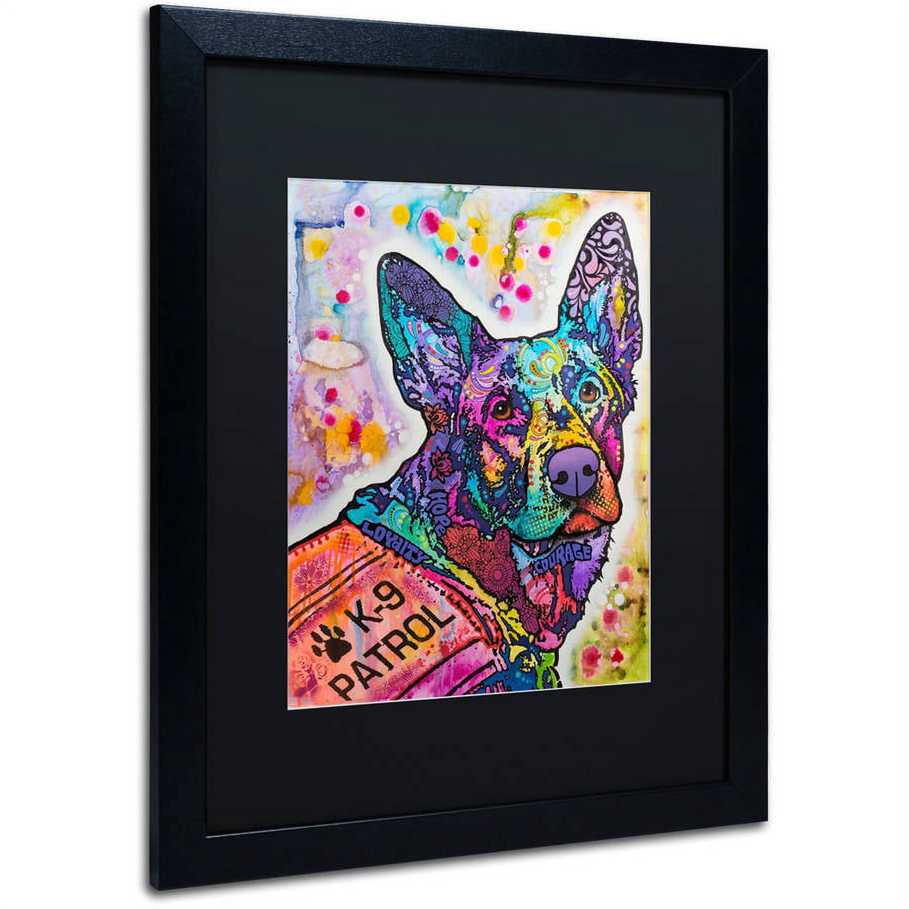 Trademark Fine Art "K-9 Patrol Large-003" Canvas Art by Dean Russo, Black Matte, Black Frame