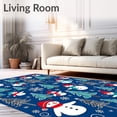 thumbnail image 2 of ODIKA 5'x7' Machine Washable Non-Slip Area Rug, Whimsical Snowman Forest and Falling Flakes Interlocking Storybook Theme High Traffic Rug, Blue, 617650, 2 of 5