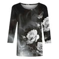 thumbnail image 5 of successthop Floral Blouses for Women Plus Size 3/4 Sleeve Tops Oversized Crewneck Casual Shirts Floral Clothes, 5 of 5