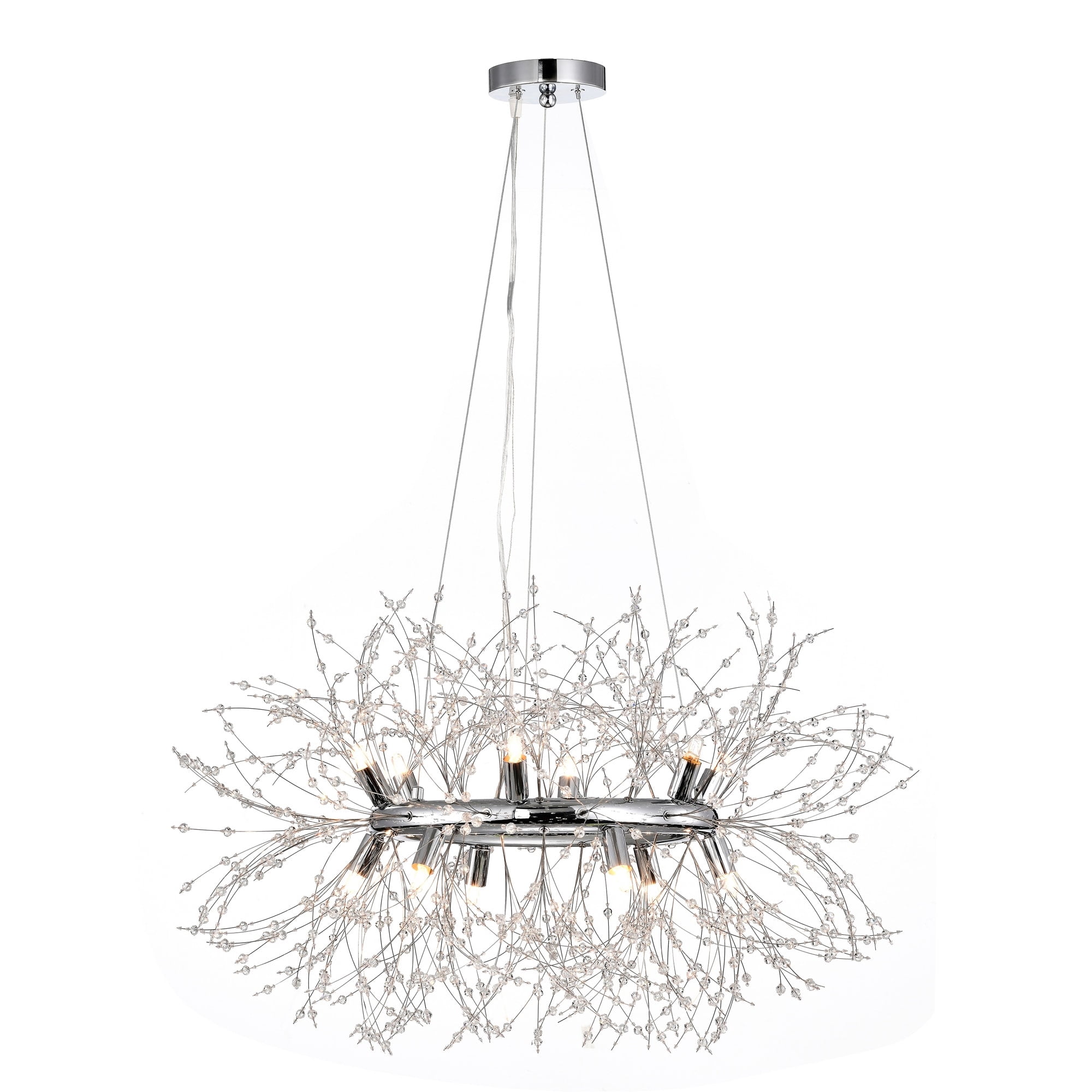 Xhosa 30 in. 12-Light Indoor Chrome Finish Chandelier with Light Kit