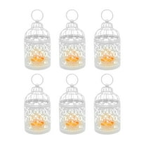 6 Pcs Wedding Centerpieces Decorative Candle Lanterns Bird Cage Metal Hollow Out Decorative Birdcage Iron Candle Holder Hanging Lantern