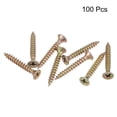 thumbnail image 3 of Tornillos de madera Uxcell M4 x 30mm Phillips de cabeza plana de acero al carbono con acabado de zinc colorado, paquete de 100, 3 of 5