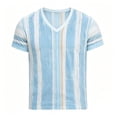 thumbnail image 2 of JAJAHO Graphic Tees Men Vintage Striped V Neck Tee Shirt Casual Summer Short Sleeve Loose Fit T-Shirts Trendy Tops, 2 of 4