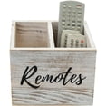 thumbnail image 7 of MyGift Shabby Whitewashed Wood Remote Control Organizer, White Solid Wood Remote Caddy with Black Cursive Remotes Label, 7 of 7