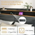 thumbnail image 4 of AENKYO Queen Upholstered Platform Bed Frame with Charging Station, Storage Headboard, 4 Drawers, LED Light, Dark Gray, 4 of 8