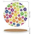 thumbnail image 2 of Round Drink Coasters, 4 Pcs Animal Footprints Absorbent Ceramic Coaster with Cork Base for Coffee Cups Housewarming Gift for Home Decor, 2 of 5