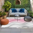 thumbnail image 2 of Pink Gray Ombre Outdoor Rug for Patio/Deck/Porch, Non-Slip Large Area Rug 4 x 6 Ft, Moire Modern Abstract Art Geometric Indoor Outdoor Rugs Washable Area Rugs, Reversible Camping Rug Carpet Runner, 2 of 8