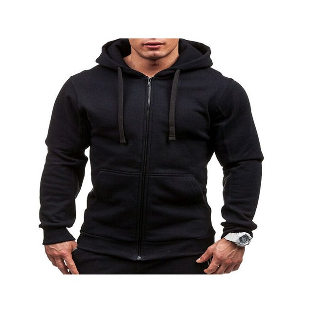 Veste à Capuche Zippée Classique d'Hiver pour Hommes