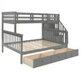 thumbnail image 5 of Stairway Bunk Bed with 3 Drawers and 4 Storage Shelves, Solid Wood Twin-Over-Full Bunk Bed Frame with Full-Length Guardrail & Stairs & Handrail, Convertible Bunk Bed, No Box Spring Needed, Gray, 5 of 7