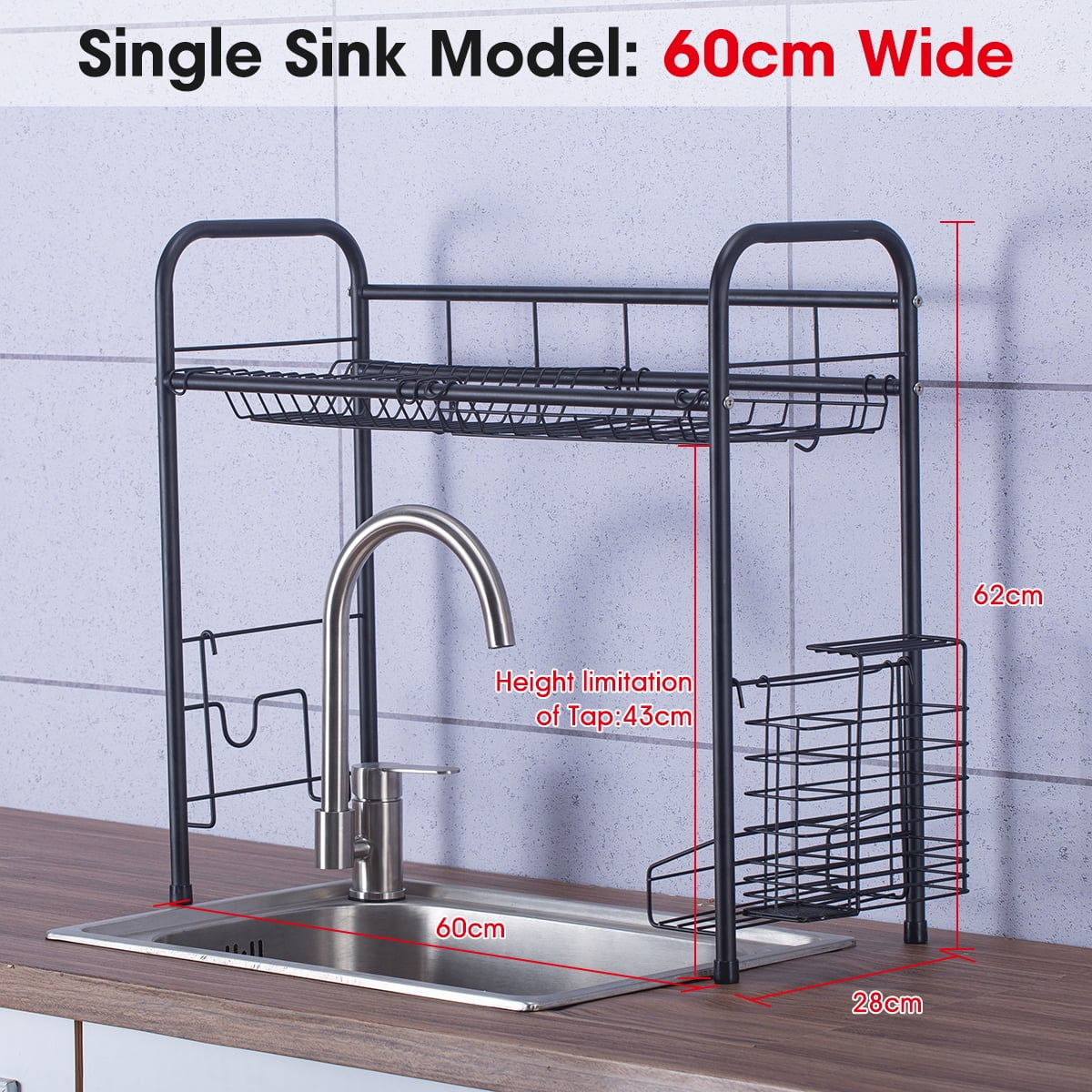 Stainless Steel Double-Layer Drain Rack Kitchen Storage Rack Sink Rack JOYDING