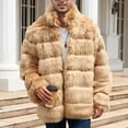 thumbnail image 4 of Lovskoo Mens Winter Coats Faux Fur Jacket Thick Warm Long Sleeve Open Front Cardigan Faux Furry Long Coat Jacket Solid Outerwear Khaki, 4 of 9