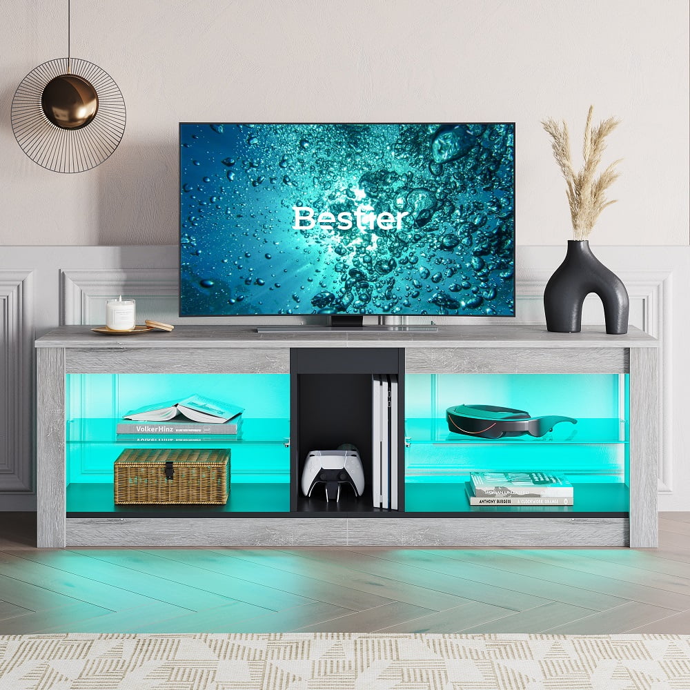 Buy Bestier RGB TV Stand for TVs up to 60 with LED Lights Entertainment