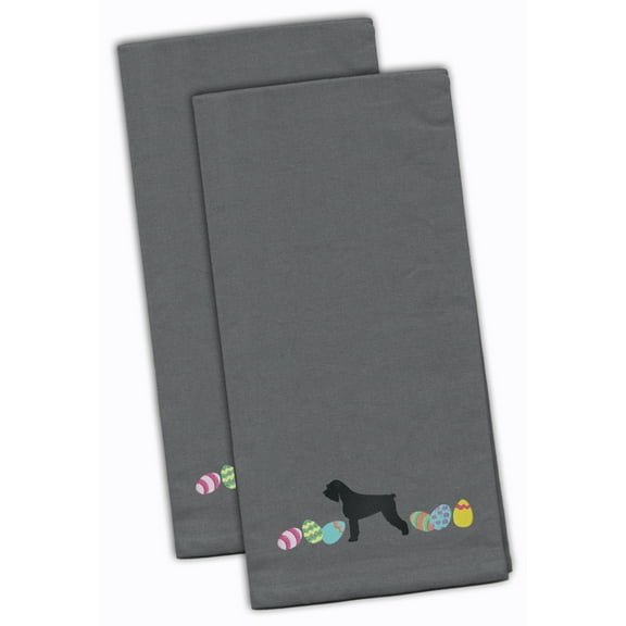Giant Schnauzer Easter Gray Embroidered Towel Set of 2