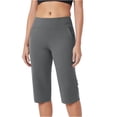 thumbnail image 3 of QATAINLAV Women's Wide Leg Yoga Capris Loose Fit High Waist Bermuda Long Shorts Athletic Casual Cropped Trousers with Pockets Dark Gray M Camisas Para Hombres, 3 of 10