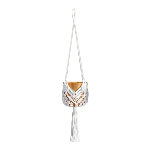 Handcrafted Woven Hanging Flower Basket with Soft Cord for Indoor Outdoor Plant Display and Space Saving Decor