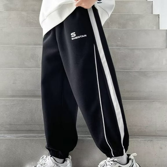 HOMADLES Casual Boys Joggers Pants for Teens Boys Athletic Slim Straight Hiking Stretch with Pockets Jogger Sweatpants Black 7 T
