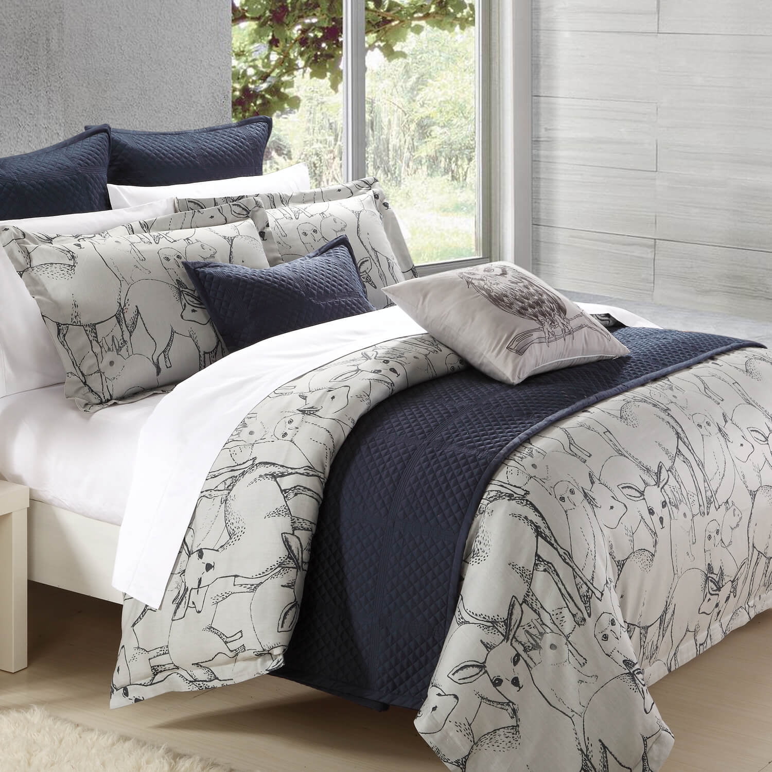 North Home Northern Forest 7 Piece 100 Cotton Duvet Cover Set
