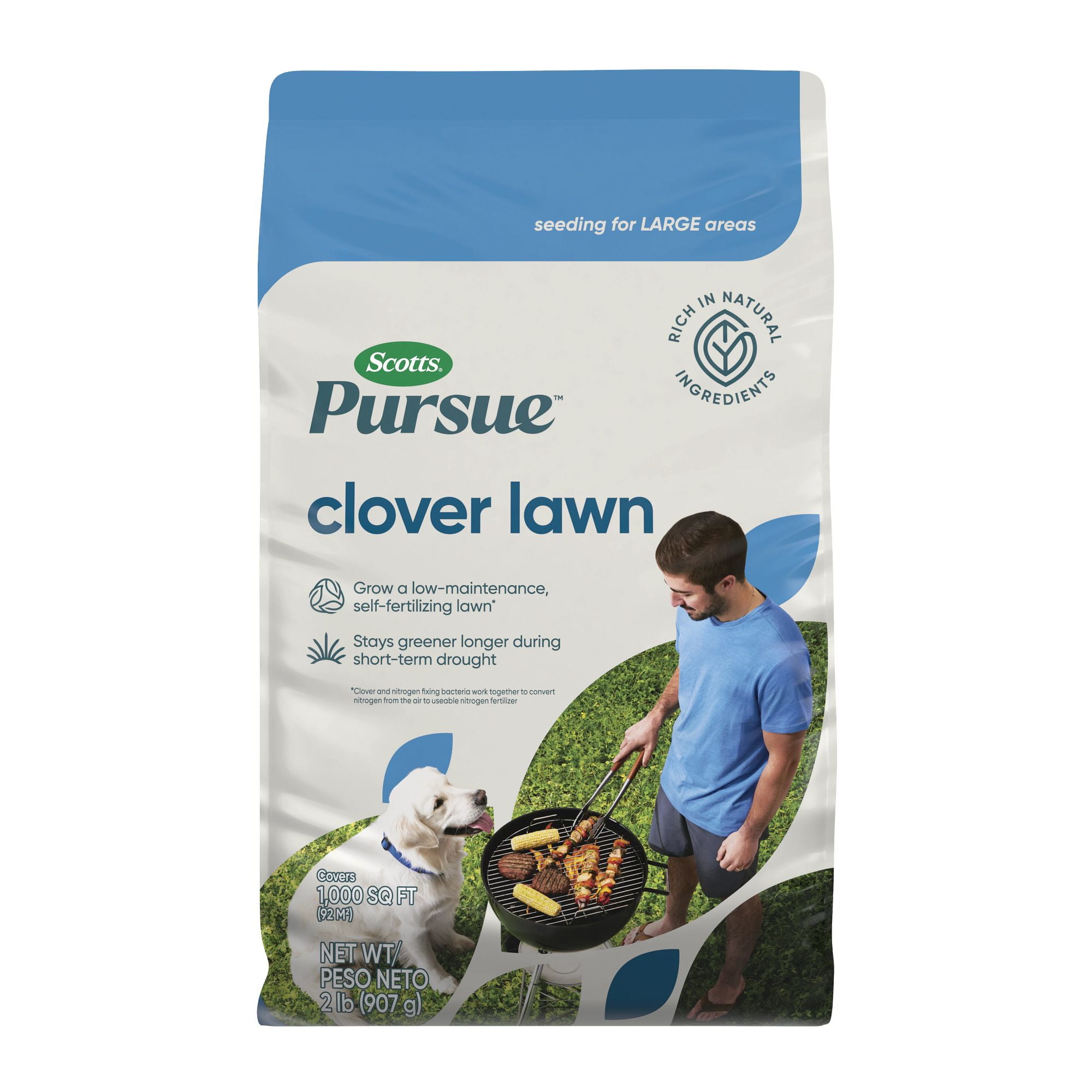 (2 pack) Scotts Grass Pursue Clover Lawn, 2 lb, low-maintenance lawn