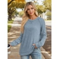 thumbnail image 4 of OALUXE Long Sleeve Shirts for Women Dressy Casual Tunic Tops Crewneck Side Split Lightweight Pullover Sweaters, 4 of 7