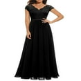 thumbnail image 3 of Robe Maxi de Bal pour Femmes Dentelle Patchwork Dos Nu Col en V Élégante Soirée Cocktail, 3 of 6