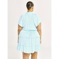 thumbnail image 3 of Scoop Women's Satin Mini Ruffle Dress with Cap Sleeves, Sizes XS-4X, 3 of 5