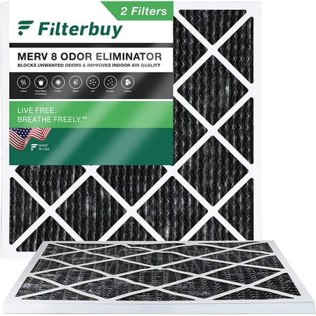 

Filterbuy 10x10x1 MERV 8 Odor Eliminator Pleated HVAC AC Furnace Air Filters with Activated Carbon (2-Pack)