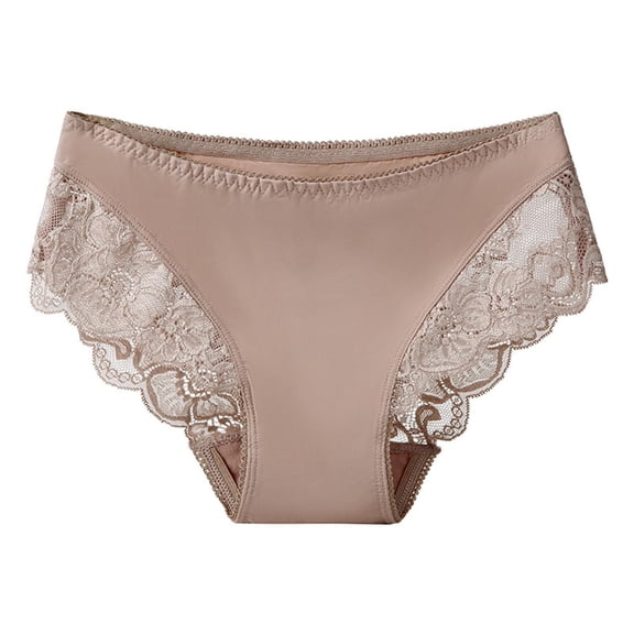 WRKEKC Seamless Underwear for Women Hollow Out Lace Breathable Mid Low Waist Cotton Gusset Thong Panties with No Show Design
