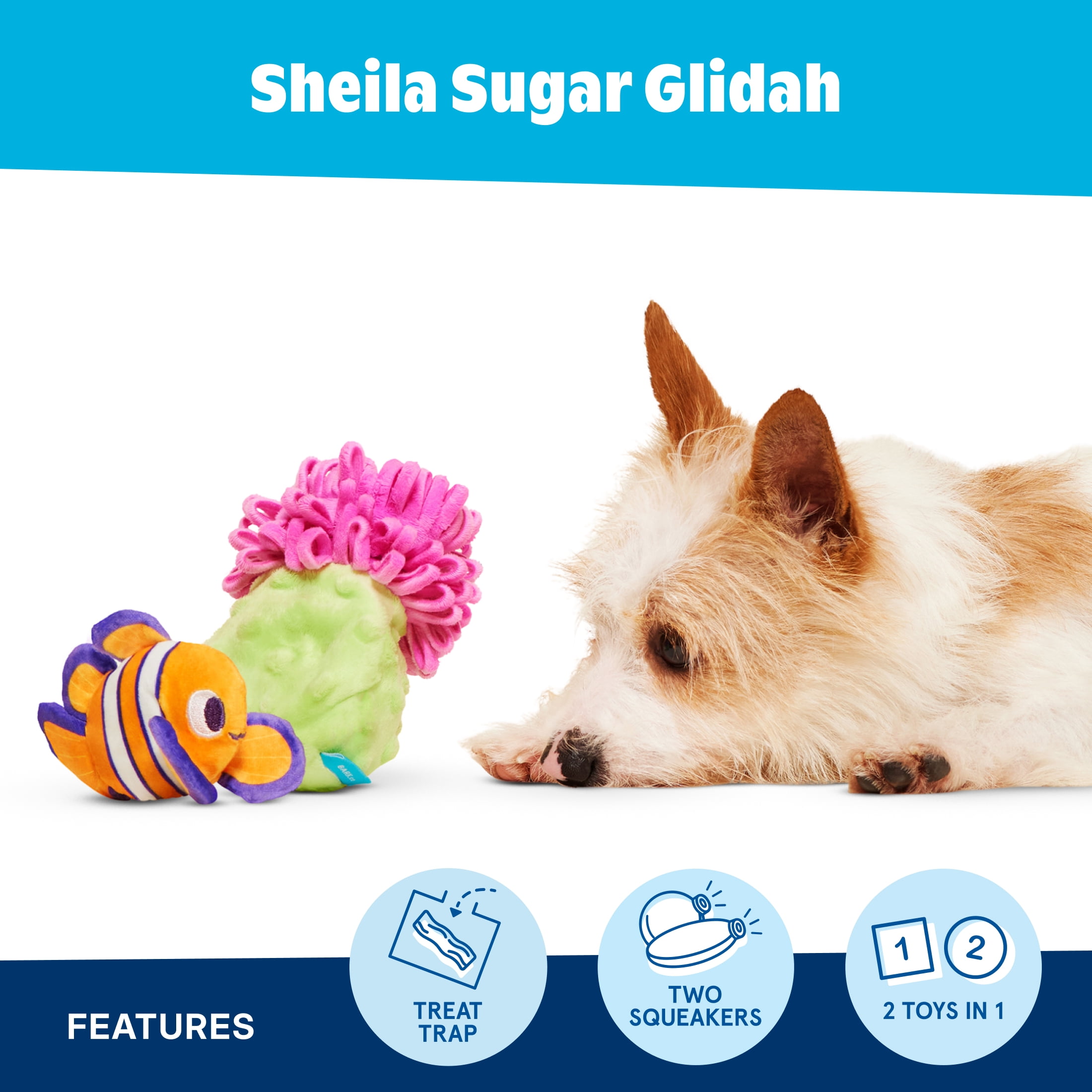 Clown Fishing Around Interactive Chewable Dog Toy for All Sizes