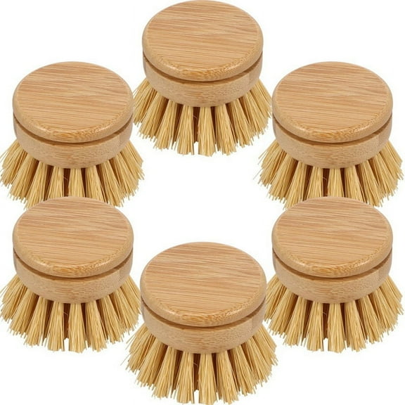 6Pcs Bamboo Dish Brush Head Soft Sisal Bristle Dish Natural Washing Brush Head Eco-Fri y22227
