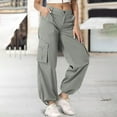 thumbnail image 3 of Ahdbta Women's High Waisted Cargo Pants Travel Y2K Streetwear Trousers Stretchy Baggy Hiking Pants with 6 Pockets Drawstring Ankle Cuffs, 3 of 8
