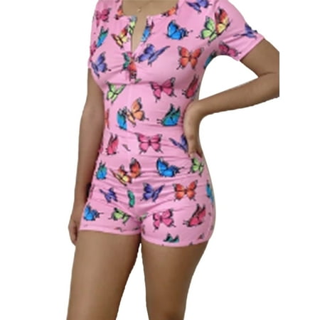 

FeMereina Women Bodysuit Short Sleeve Deep V Neck Leotard Jumpsuits Shorts Pajamas Outfit