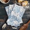 thumbnail image 6 of Navy Blue Coral Coastal Kitchen Towels Set of 2, Water Absorbent Dish Towel, Summer Beach Seaside Nautical Decorative Hand Towels - Quick Drying Cloth for Cooking Baking, 18x28 Inch, 6 of 8